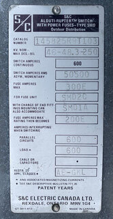 S&C- 145825R9T103 (600A,46KV,SWITCH ONLY) Product Image